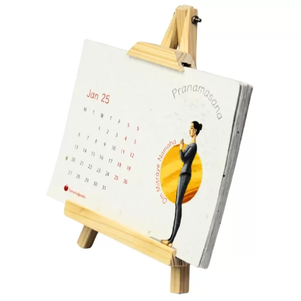 bioQ Plantable Desktop Calendar with Wooden A-Stand | 7"x5" Eco-Friendly Calendar | 13 Seed Paper Flaps | Stunning Designs | BG62 - Image 3