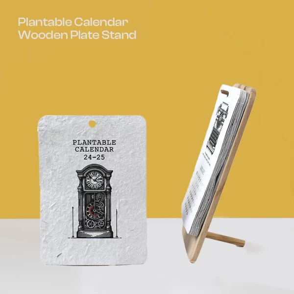 bioQ Plantable Calendar with Wooden Plate Stand | 5"x7" Eco-Friendly Desk Calendar | 13 Seed Paper Flaps | Beautiful Designs | BG64 - Image 3