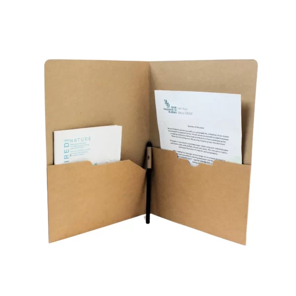 bioQ Kraft Folder A4 | Stylish Eco-Friendly Folder with 2 Pockets | Sustainable Stationery for Documents and Notepads | BQ 21 - Image 2