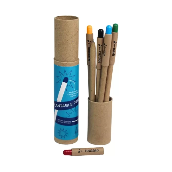 bioQ Growmazing Plantable Paper Pen Set (5 Pcs) | Eco-Friendly Seed Pens | Blue Ink | GZ11 | Quantity: 1 Box with 5 Pens | Water-Soluble Capsule | Recycled Paper Body & Cap | Paper Box Packaging - Image 6