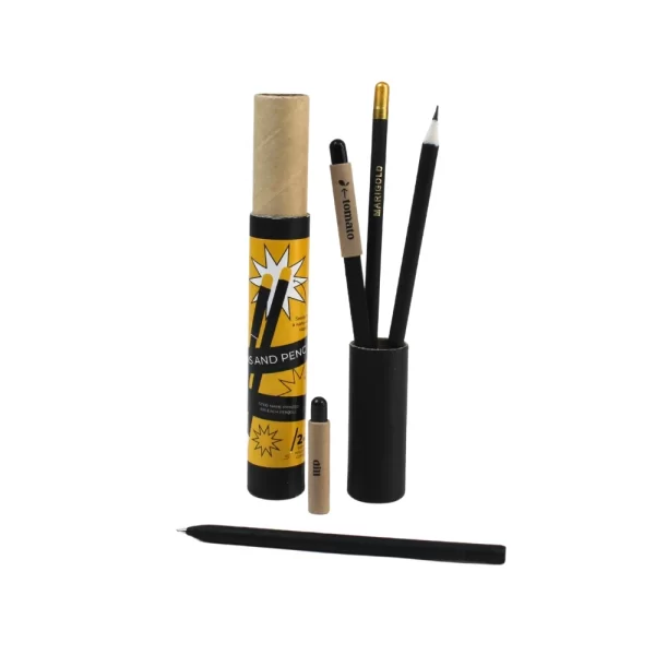 bioQ Prestige Pro 2+2 Combo Premium Plantable Pen & Pencils (Black Gold) | Eco-Friendly Combo | Blue Ink Pens | GZ14-P | Quantity: 1 Pack with 2 Pens and 2 Pencils | Recycled Paper Body | Paper Tube Packaging