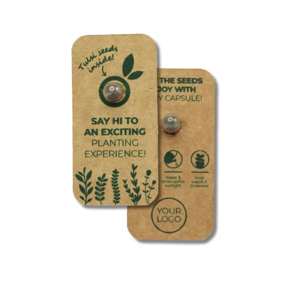 bioQ Seed Capsule in a Flap | 1.5"x3" Water-Soluble Capsule | SC01 | Recycled Paper Packaging