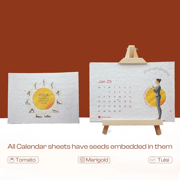 bioQ Plantable Desktop Calendar with Wooden A-Stand | 7"x5" Eco-Friendly Calendar | 13 Seed Paper Flaps | Stunning Designs | BG62 - Image 6